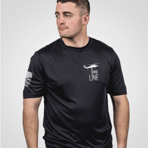 Men’s Moisture Wicking T-Shirt – American Flag Schematic – Black