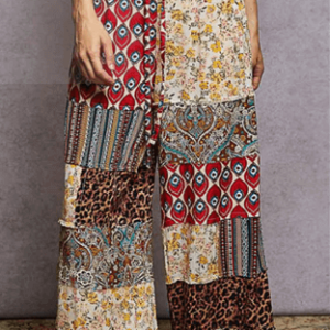 POL Floral pattern flare fit boho pants
