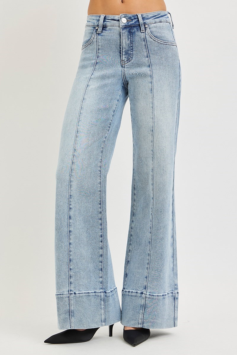 Risen Los Angeles, TUMMY CONTROL MID RISE ANKLE WIDE FLARE JEANS - Image 3